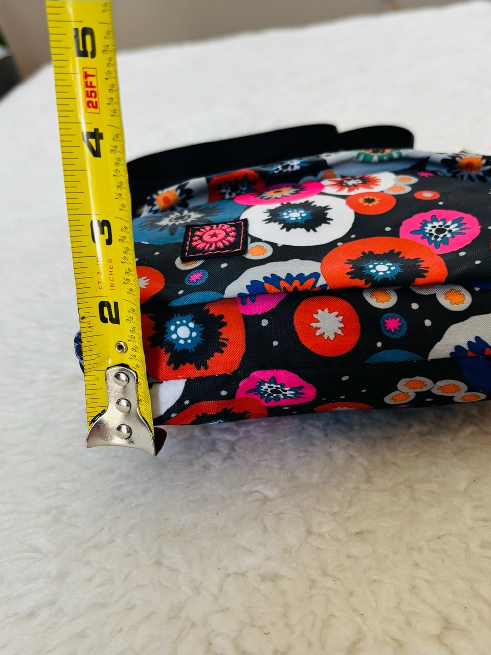 Kipling Floral Dot Crossbody Bag in Black, Orange, Pink & Blue size 7”x7”x2” - Picture 10 of 16